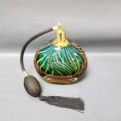 Murano Style Heavy Beautiful Swirl Glass Perfume Atomizer Bottle With Tassel • $29.40