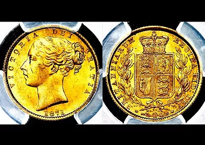 1871 Queen Victoria Great Britain London Mint Gold Sovereign PCGS MS64 • $1198.54