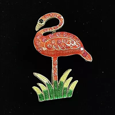 Flamingo Brooch Signed BEST Jeweled Pink Rhinestones Enamel Vintage • $9.03