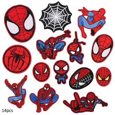 14pc Spiderman Embroidery Applique Patches Sew Iron On Badges For Kids Clothes • $13.95