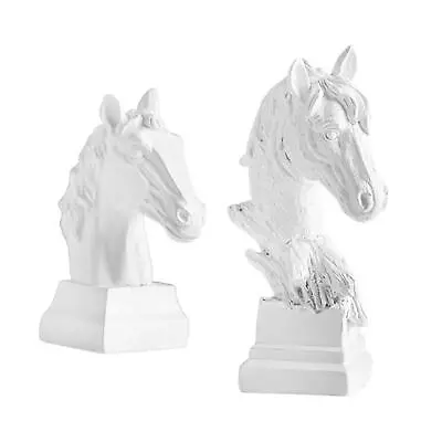 Horse Head Statue Artwork 3D Horse Sculpture Resin Animal Figurine Horse • £11.32