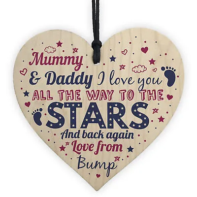 Mummy To Be Gifts Daddy To Be Card Wood Heart From Bump Gifts Baby Shower Gift • £3.99