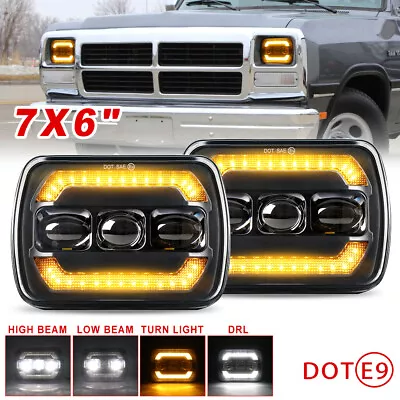 Pair 5x7  7x6  LED Headlights Hi/Lo Beam For Dodge Ram 50 W/D150 W/D250 W/D350 • $70.98