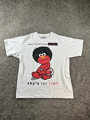 Sesame Street Shirt Mens Large White Notorious ELMO Biggie Short Sleeve FLAW • $17.99