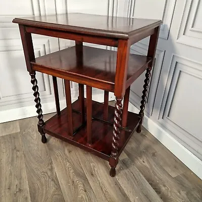 Antique Wooden Edwardian Barley Twist Hall Canterbury Bookcase Table Occasional • £239.99