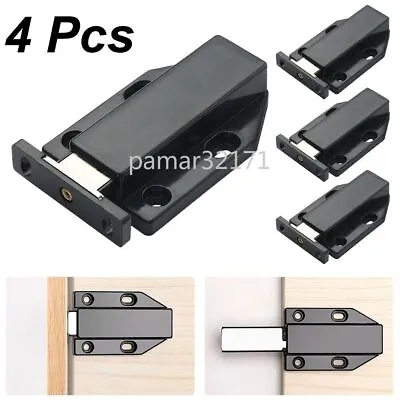 4pcs/pack Door Push To Open Touch Magnetic Black Cabinet-Catch Heavy Duty Latch • £12.89