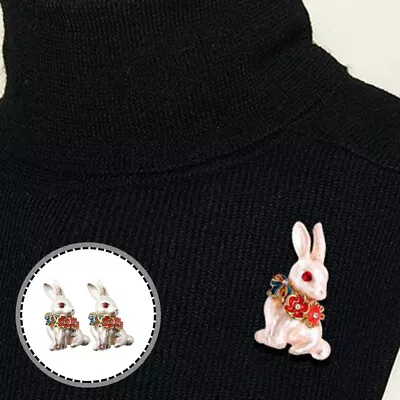  2 Pcs Brooch Pin For Women Rabbit Brooches Accessories Personality • £7.99