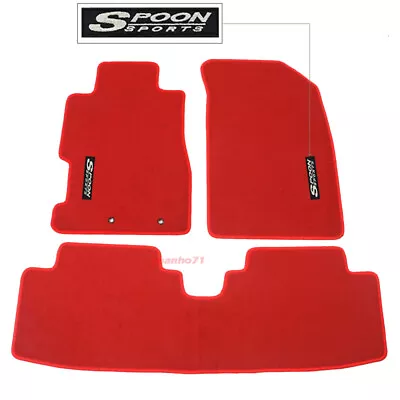 For 01-05 Honda Civic Floor Mats Red Nylon Carpets Front & Rear W/ Spoon • $56.04