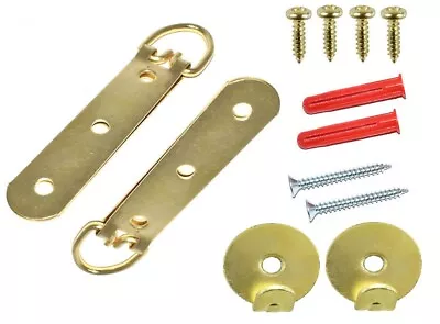 HEAVY DUTY LARGE PICTURE MIRROR HANGING BRASS KIT UP TO 23kg SCREW PLUG HANGER • £4.23