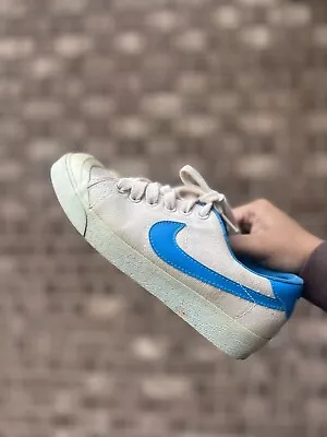 (VINTAGE 1980’s) Nike All Court Blazer Canvas Tennis Shoes Size 5.5 Blue/White • $100