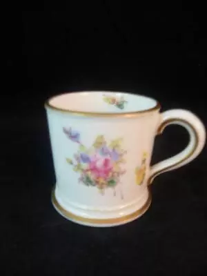 ANTIQUE ROYAL CROWN DERBY MINIATURE PORCELAIN MUG FLORAL DECORATION C1903 • $25