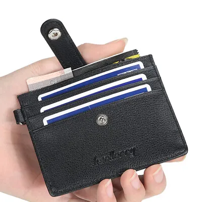 Men Button Snap Wallets Leather Card Pocket Buckle Stitching Storage Purse Gift • $6.33