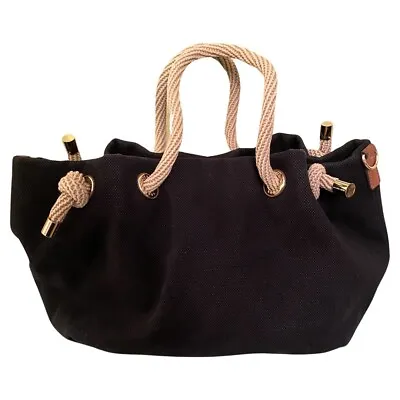 Michael Kors Canvas Handbag  Rope Handles Gold Hardware Large Black Tote • $55