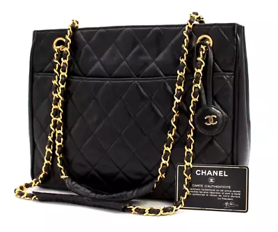 CHANEL Matelasse Shoulder Bag Chain Strap Purse Square Black Vintage Authentic • $1388