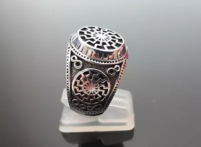 Sun Wheel Ring 925 STERLING SILVER Solar Symbol Black Sun Viking Scandinavian  • $59.99