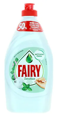 £2 • Buy Fairy Washing Up Liquid Sensitive Tea Tree & Mint 450ml