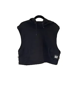 £49.42 • Buy Beyonce Ivy Park Hooded Black Cropped Streetwear Sleeveless Hoodie Size Medium