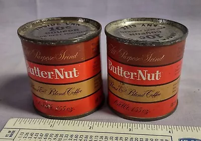 2 Small Vintage Tin Can - 2  BUTTER-NUT Roast & Blend Coffee - 1.55oz - Unopened • $8.99