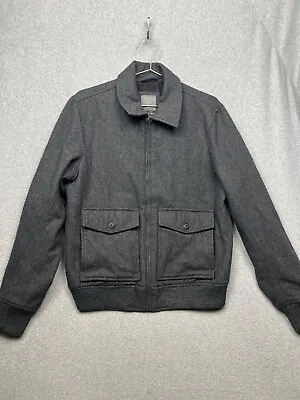Gap Bomber Wool Jacket Mens Sz M Classic Modern MCM Simple Gray Winter • $27.22