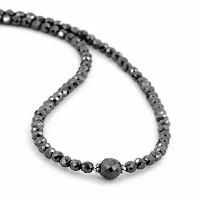 $214 • Buy Certified 20 Inch Center 8 Side 5 Mm Black Diamond Beads Necklace Earth Mined 