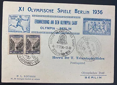 1936 Berlin Germany Souvenir Postcard Cover  XI Olympic Games Issue • $61.20