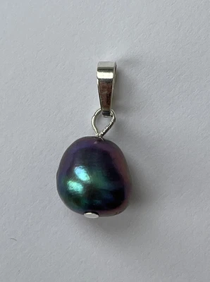 £5.99 • Buy Genuine South Sea Peacock Multicolour Baroque Pearl 925 Sterling Silver Pendant