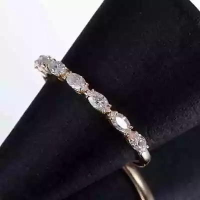 2.20Ct Marquise Cut Moissanite Eternity Wedding Band Ring 14K Yellow Gold Plated • $115.27