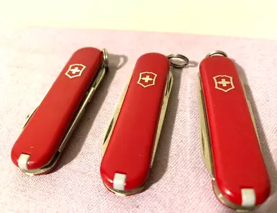 Lot Of 3 Victorinox Swiss Army Classic SD Red Small Multitool Pocket Knife-Great • $24.99