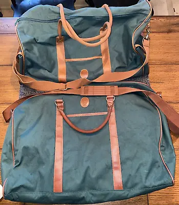 LOT (2) Polo Ralph Lauren Duffle Tote Bag Green Leather Trim - U Get Both • $107.30