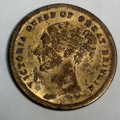 Victoria Queen Of Great Britain Gilt Brass Gaming Token 19th C -FREE US SHIPPING • $15