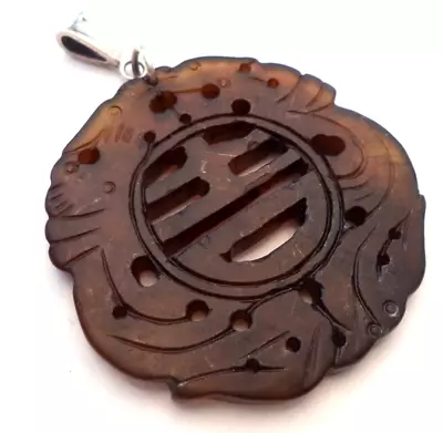 $5.50 • Buy Stunning Vintage Estate Asian Carved Jade Amulet 2 7/8  Pendant!!! 1131v
