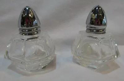 Vintage Mid Century I. W. Rice Hand Cut Glass Salt & Pepper Shakers NOS JAPAN • $9.24