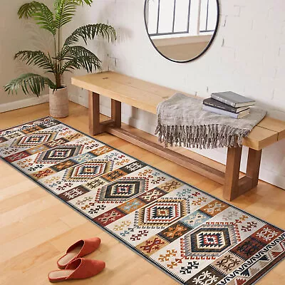 Multi Hallway Runners Soft Stiped Diamond Kilim Entryway Rug 80x300cm • $89.99