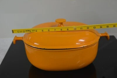 £60 • Buy Vintage LES MAMA LE CREUSET By Enzo Mari Dutch Oven Casserole CAST IRON Orange