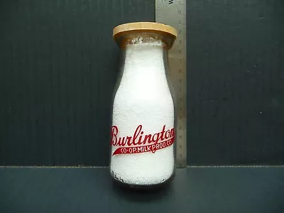 Burlington Co-Op Vermont Half Pint Milk Bottle Round Red Pyro W/Fill • $20