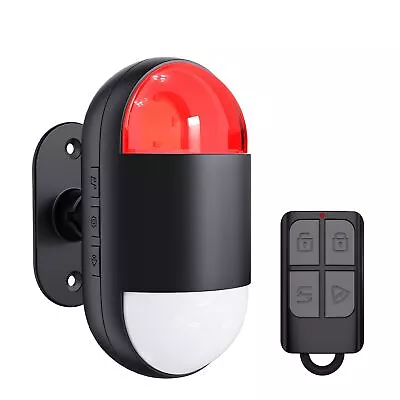 Wireless Motion Sensor Alarm Siren & Strobe Remote Control Battery Operated • $35.02