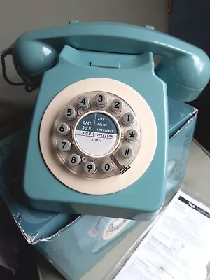 Vintage Wild & Wolf 746 Phone Retro Push Button Telephone Baby Blue • £20