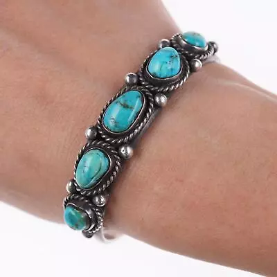 6.25  Vintage Navajo Silver And Turquoise Bracelet V • $220.50