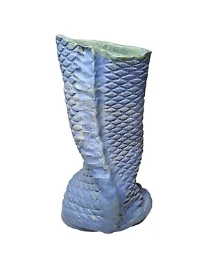 Large Fish Scale Mermaid Tail Pottery Vase - Sea Blues & Greens~Nautical Decor • $29.99