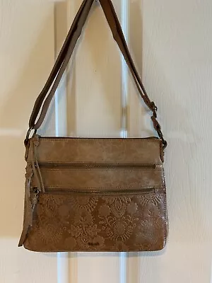 The Sak Floral Paisley Leather Embossed Hobo Shoulder Crossbody Bag Purse • $29