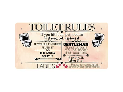 £4.99 • Buy Funny Toilet Rules Sign - Metal Sign
