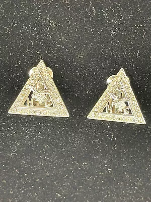 Vintage ORA FHC Moose Lodge Clip-on Rhinestone Earrings • $20