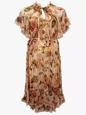 Zimmermann Silk-georgette Tie Neck Maxi Dress Size 14 • $383.99