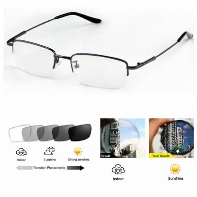 Bifocal Men Gray Half Rim Memory Bifocal Transition Photochromic Reading Glasses • $23.99