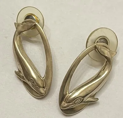 Kabana 925 Sterling Silver Vintage Dolphin Beach Sea Life Themed Post Earrings • $72