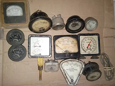 Lot Of 12 + Vintage Gauges - D.C. Volts Boiler Amperes Milliamperes Steampunk • $59.99