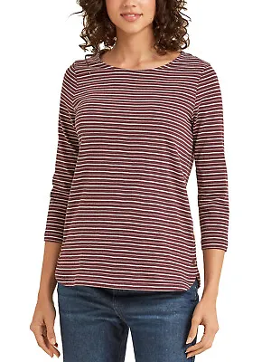£11.99 • Buy Ex-Fat Face Ladies Deep Berry Sparkle Striped Tulip Top - NEW But Second - 12