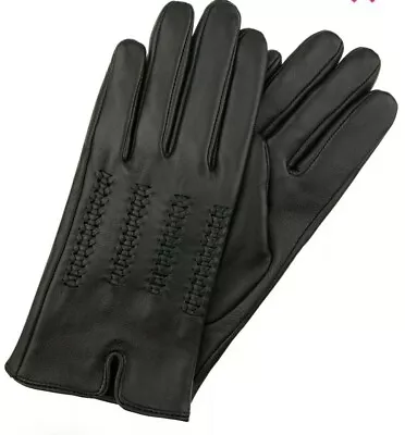 Monsoon Accessorize Lattice Detail Black Leather Gloves Bnwt • £20