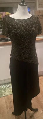 £24.65 • Buy Size 10 12  Vintage Jessica Howard Petite Black Gold Sparkly Evening Dress