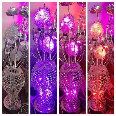 £49.99 • Buy 70cm Aluminium Colour Changing Silver Lighting Flower Vase Style Floor Lamp